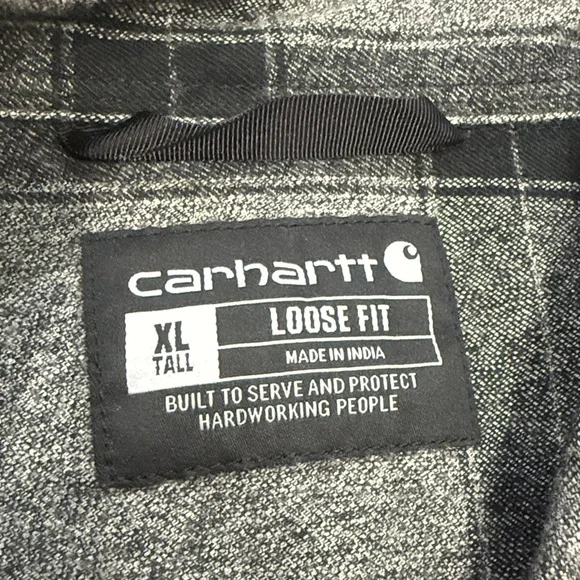 Carhartt Black and Gray Plaid Shirt heavy duty cotton sz XL TALL - Picture 5 of 9
